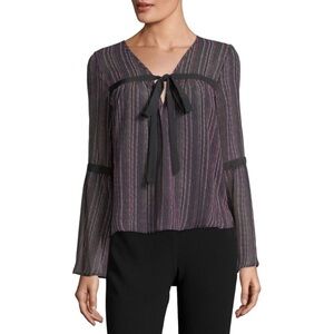 BCBGeneration Black Pumice Sheer‎ Blouse XS NWT